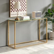 Monza Glass Console Hall Table with Gold Stainless Steel Frame - AY51-GOLD