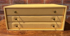 Vintage Shagreen Leather Three Drawer Collectors Jewellery Box
