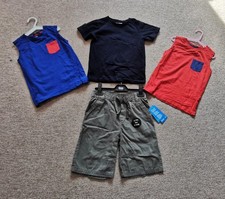 Bundle Job Lot of Boys Summer Clothing Shorts & Tops Age 5-6 Years New