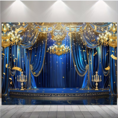Blue theater stage - , curtains