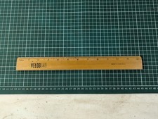 Velos 145 12" Vintage Wooden Ruler With Metal Edge. Made in England