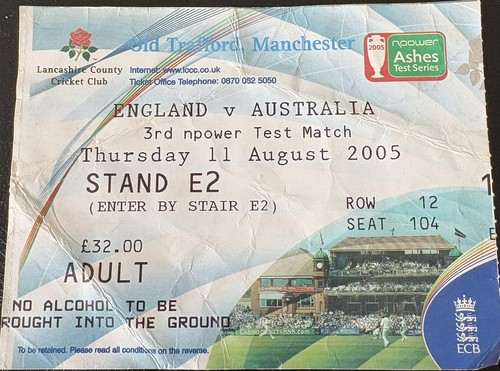 Ticket stub england v - ticket,