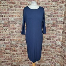 Jaeger Dress  Size Small Blue Jersey Below Knee Length Long Sleeve
