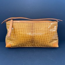 Vintage Jaeger Patent Leather Faux Croc Burnt Orange Top Handle Bag PT 