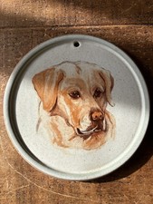 Stoneware Purvey Pottery Vintage Plaque Yellow Labrador Dog Wall Hanging Plaque