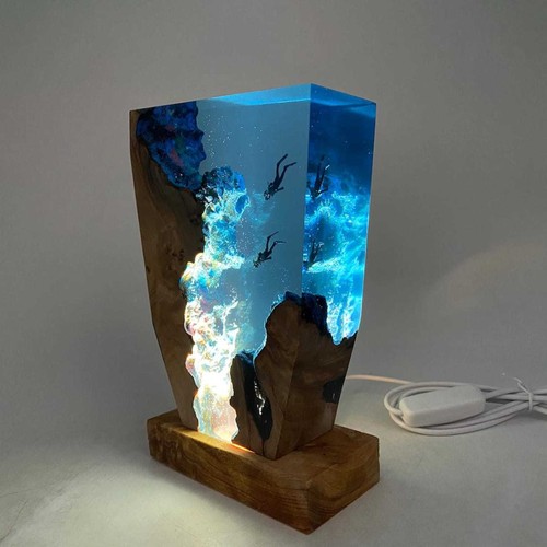 Handmade ocean resin lamp - ocean,