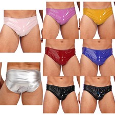 UK Mens Wet Look Patent Leather Briefs Underwear Dancing Performance Underpant