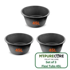 Bucket Black Plastic Set of 3