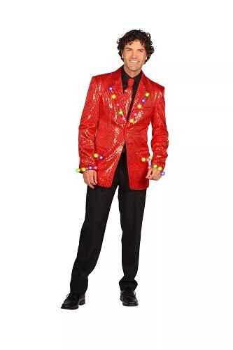 Mens red sequin led jacket - red,