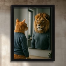 Orange Cat Looking in Mirror