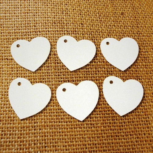 100 heart tags - tags, white