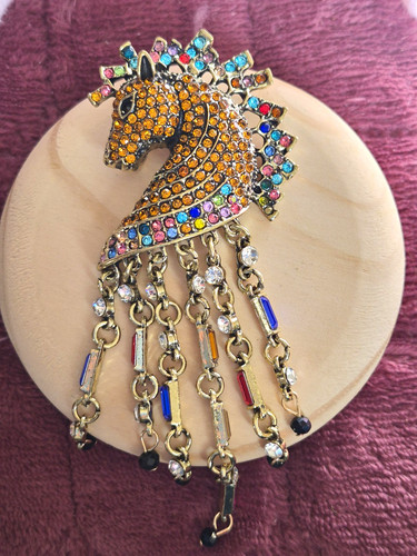 Rhinestone horse head - horse, brooch