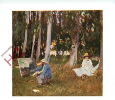 Postcard~ John Singer Sargent, Claude Monet Painting At the Edge of a Wood