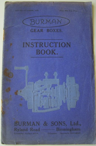 Burman gear boxes instruction - gear,