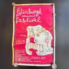 Edinburgh Int. Festival 1963 Official Poster – Jean Cocteau – Rare Vintage