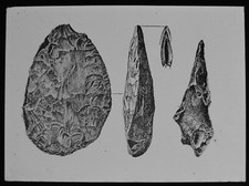 PREHISTORIC MAN - FLINT TOOLS FROM DRIFT OF ABBERVILLE C1880 Magic Lantern Slide