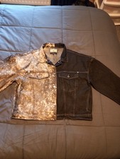 HALF BLEACHED DENIM JACKET COAT CUSTOMISED LADIES SIZE XXXL SKINHEAD PUNK ROCK