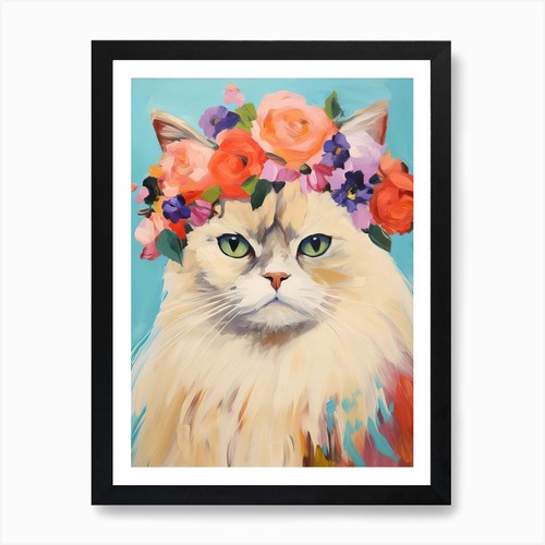 Himalayan cat with flower - a,