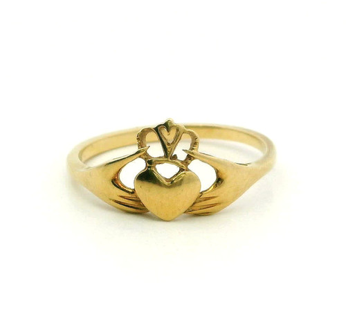 Vintage 9ct gold claddagh - gold, ring