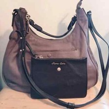 Maria Carla Taupe Handbag Shoulder Crossbody Grab Leather Detachable Purse