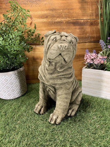 Stone garden sitting shar pei - stone, shar-pei