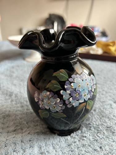 Black hand painted floral - painted,