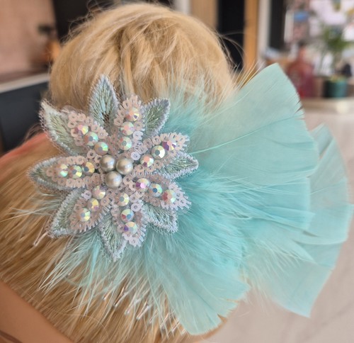 Turquoise feathers rhinestones - turquoise,