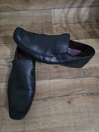 Clarks black leather - leather, slip