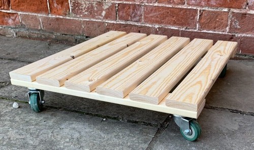 Wooden plant pot trolley mover - wooden,