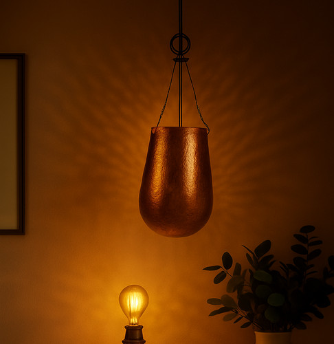 Vintage copper glass pendant - vintage,