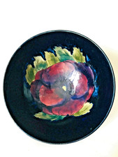 Early William Moorcroft Pansy Bowl on Blue Ground c1914-1916
