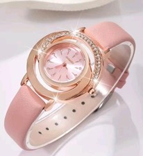 Ladies Watch Pink Face rose Gold Case Pink Strap Watch Elegant Stunning Watch