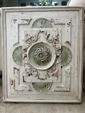 Antique French Carved Wood Panel PEDIMENT  Art Reclaimed Architectural Salvage
