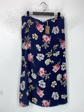 Joules Navy Floral Midi Skirt