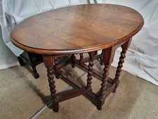 Gate Barley Twist Legs Drop Leaf Wings Oak Antique Pembrokeshire 15" Table