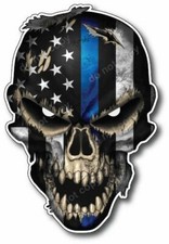 4x Thin Blue Line Police Skull