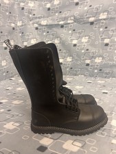 Grinders King Black Leather Boots 20 Eye Hole Steel Toe UK Size 13 