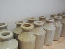 Vintage Antique French Cream Stoneware Ink Bottle Pot (Sold Individually)