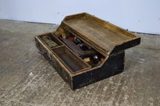 VINTAGE CARPENTERS Joiners WOODEN TOOL BOX Antique Wood Case Chest, With Tools