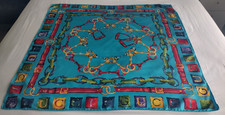 GUCCI Large Silk Twill Scarf - Equestrian - Turquoise/Multi - 85 x 85 cm