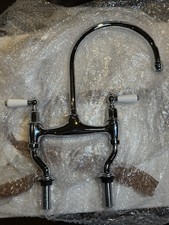 Perrin&Rowe Ionian Bridge Mixer Tap Polished Nickel White Porcelain Levers 4193