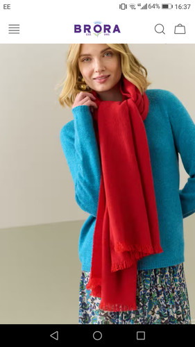 Brora cashmere stole paprika - cashmere,