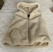 Primark Ladies Cream Faux Fur Hooded Gilet - Size 12 VGC