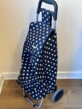 Hoppa Lightweight Folding Polka Dot Draw String Shopping Trolley - On Wheels