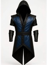 Handmade Sub Zero Mortal Kombat Leather Tailcoat with Hood & Bracers – Cosplay