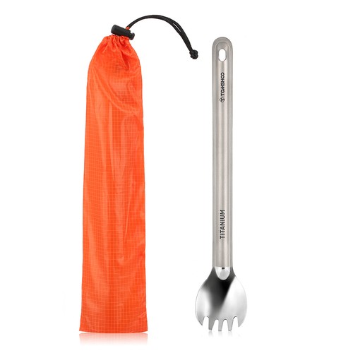 Titanium long handle - titanium, spork