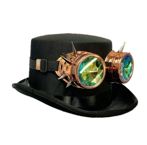 Steampunk black top hat with - steampunk,