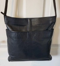 White Stuff Dark Navy Blue Genuine Leather Shoulder Crossbody Messenger Bag 