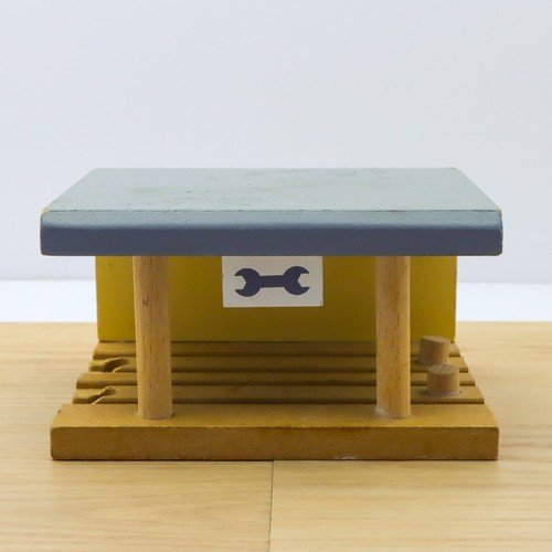 Wooden train track engine - wooden, shed