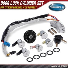 7x Door Lock Cylinder Set With 4 Keys Front Rear for Citroen Berlingo C5 Peugeot